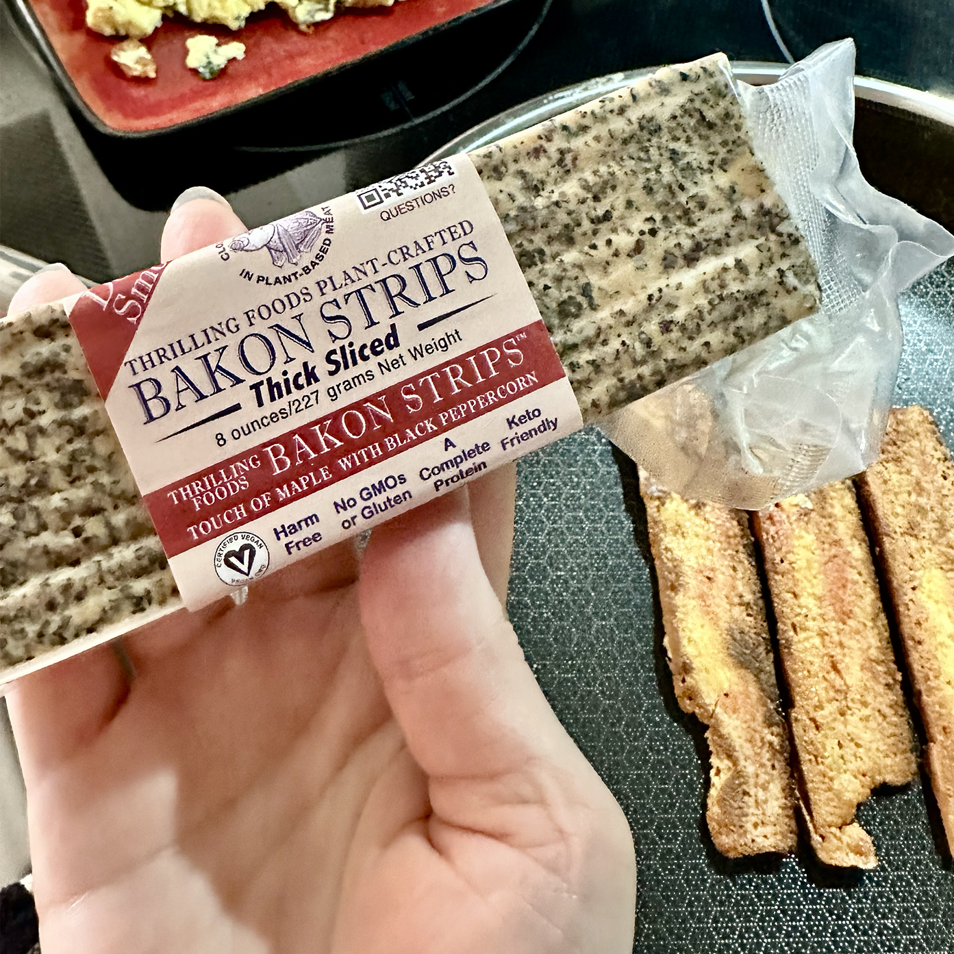 Plant-Based Bacon: Bakon Strips? Let’s give it a try.